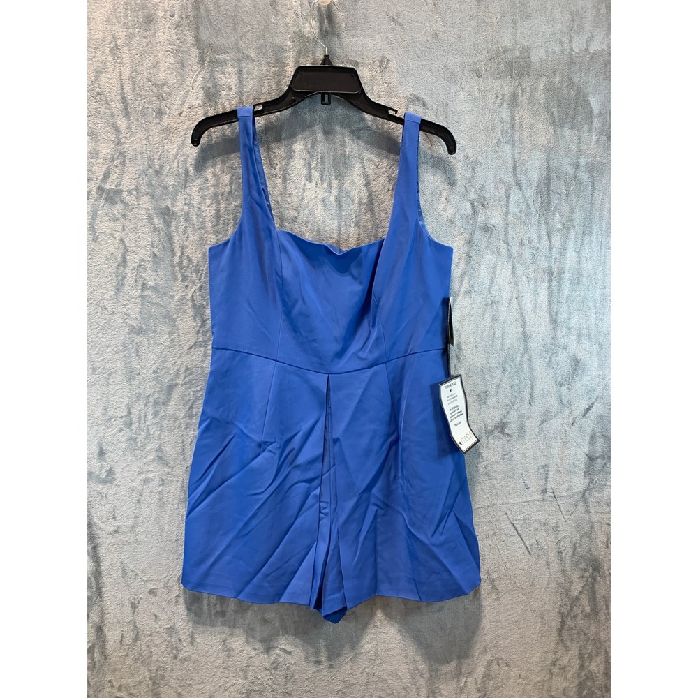 Adrianna Papell Cool Water Blue Crepe Overlay Romper Dressy Size 12 AD3D105785
